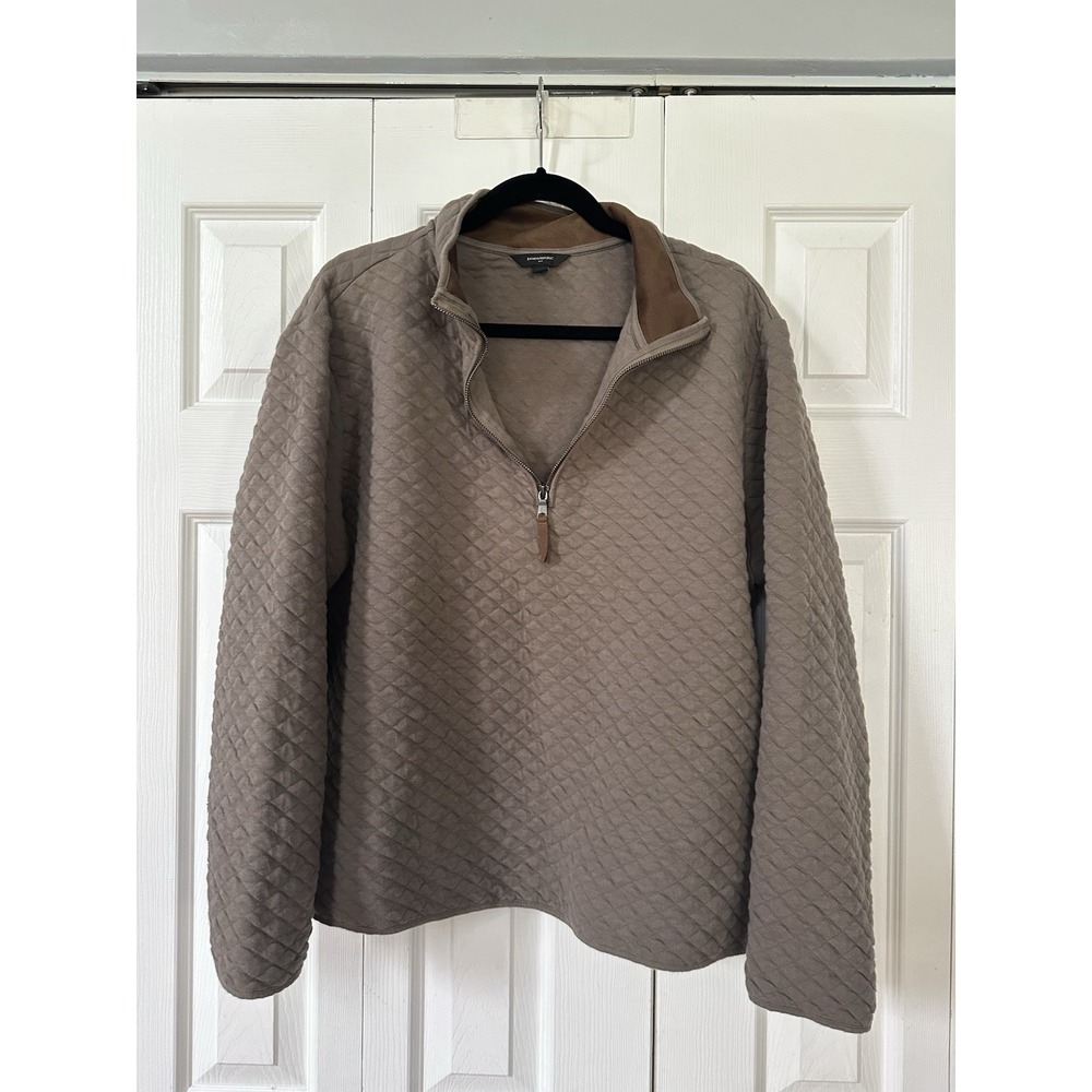 Banana Republic Quilted Quarter-zip Pullover Brown Collar Size XL